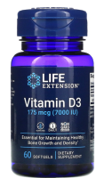 Life Extension  Vitamin D3 7000 IU (175 mcg ) / 60 Softgels