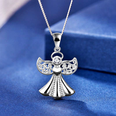 Foreign Trade Ornament S925 Sterling Silver Angel Wings Pendant Fashion Refined Zircon Wings Necklace Factory Direct Sales