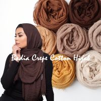 【Miki Xinyuan】90X180CmPiece ผ้าพันคอแข็งย่นขนาดใหญ่ Stings HeadLongFrayed Wrinkle CottonHijab