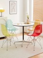 ✽℡☄ Nordic Eames Thickened Backrest Acrylic Dining Chair Modern Simple Fashion Casual Negotiation Net Red Tables and Chairs