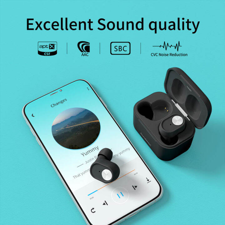 SoundMAGIC T60BT True Wireless Earphones in Ear Bluetooth Headphones with Microphone HiFi Stereo Sports Earbuds Waterproof Black White Lazada