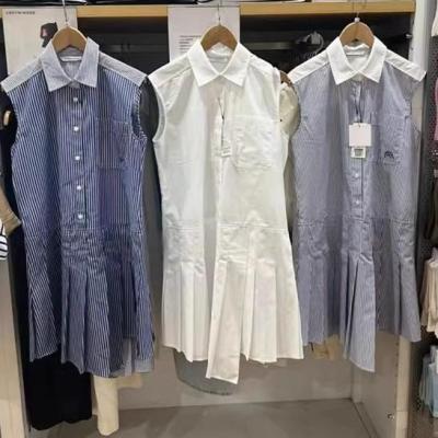 UNIQLO 2023 Summer New Womens Clothing Designer Cooperation Striped Shirt Dress Female 458618/458620