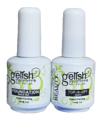 Free shipping Nail Gel uv topcoat Top it off + Base Coat Foundation for uv gel polish ,uv gel polish topcoat and primer kit