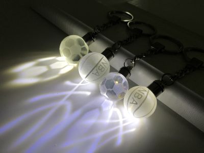 K9 Crystal LED Lamp Key Ring Basketball Football Key Chains Car Pendant Key Chain Gift For Child Husband