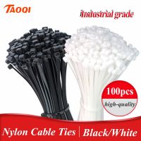 Self-locking plastic nylon tie 100PCS/bag  black Zip wraps strap nylon cable tie set  fastening ring  Loop Wire Wrap Cable Management