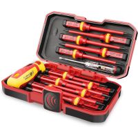 【LZ】✿  VDE Isolado Chave De Fenda Set Slotted Phillips Screw Driver Bits Kit com Tester Pen Eletricistas Ferramentas Manuais 1000V 13 Pcs 10 Pcs 14 Pcs