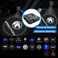 NEW 2PCS Wireless Infrared Distance Sensor Carbon Car Door Welcome Light Cartoon Model Logo HD 3D Projector 99