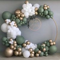 137Pcsset Retro Green White Balloons Garland Chrome Gold White Green Balloon Chain Arch for Baby Shower Bridal Wedding Party De