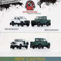 BM 1:64รุ่น Car Land R 2016 Defender 110 Pick Up เปิดประตูโลหะผสมหล่อ-สีเขียวและสีขาว-LHD