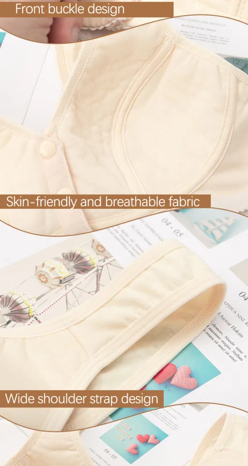 Skin-Friendly Cotton Front Button Bra Women's Wireless Underwear Breathable