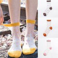 【YD】 2023  Womens Socks Breathable Transparent Mesh Short Female Glass Silk Dot Fashion