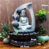 Resin Zen Lotus Buddha Statue Led Fountain Fengshui Figurines Home Office Desktop Decoration Meditation Space Garden Ornaments