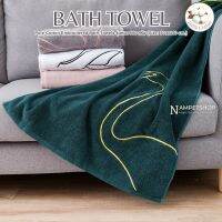 (สินค้าคุณภาพดีมาก) BOTTERYBARN ผ้าเช็ดตัวปักรูป Swan 100% Combed Cotton Bath Towel แบบหนา 500 grams.