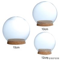 Wooden Base Glass Cloche Dome Cover Display Centerpiece Tabletop Decorations