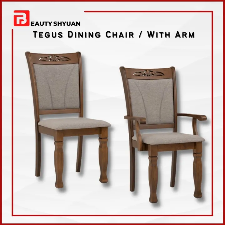 [2 PCS] TEGUS Solid Wood Dining Chair Arm Chair Eames Chair Wood Chair