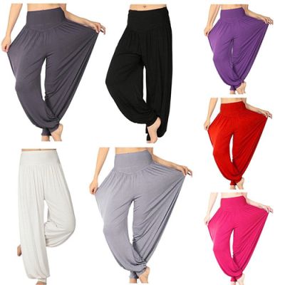 【YF】 Casual Baggy Pants Modal Women Harem Comfy Yoga Loose Belly Dance Wide Leg Trousers Gypsy Hippie Aladdin
