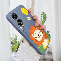 เคสสำหรับ OPPO A78 4G เคสโทรศัพท์การ์ตูนสิงโตน่ารัก สแควร์ดั้งเดิมคลุมทั้งหมดปลอกซิลิโคนเหลวเคสป้องกันทนแรงกระแทกกล้อง