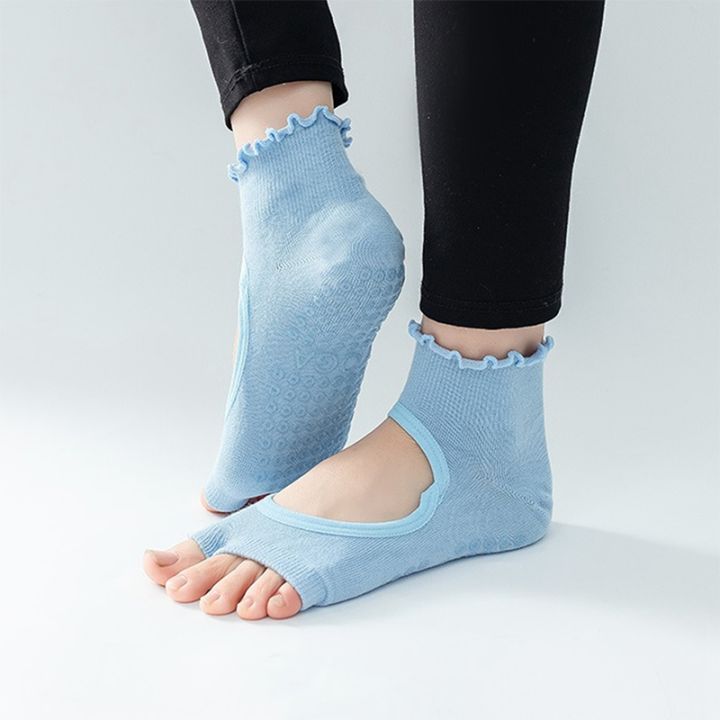 lijing-เปิดหลังถุงเท้าผ้าฝ้ายสองนิ้วถุงเท้าโยคะมืออาชีพถุงเท้าแอโรบิกพิลาทิสกันลื่น