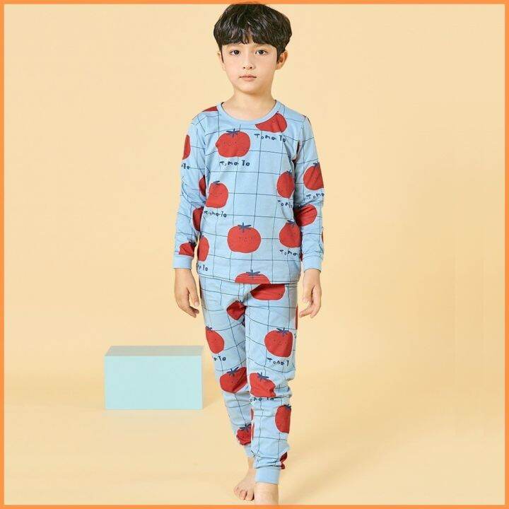 unifriend-kids-pajamas-boys-sleepwear-clothes-set-home-wear-long-sleeve-100-organic-boys-pyjamas-nightwear-check-tomato