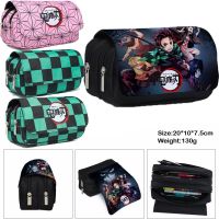 Anime Demon Slayer Kimetsu No Yaiba Pencil Case Zipper Makeup Bag Pen Stationery Bags Catoon Pencil Box Woman Cosmetic Bag