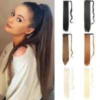 【jw】☼♧ AZQUEEN 22 Inch Synthetic Straight Ponytail Wrap Around Clip In Hair Extensions Wig Extension Hairpiece atmosphere