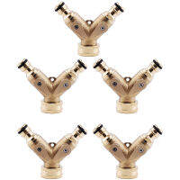 Garden Hose Splitter, Heavy Duty Brass Hose Shut-Off Coupling Valve, 2-Way Splitter Adapter Valves (5 Pcs)