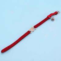 Heart charm and bell cat collar safety elastic adjustable with soft velvet material collar pet product small S red