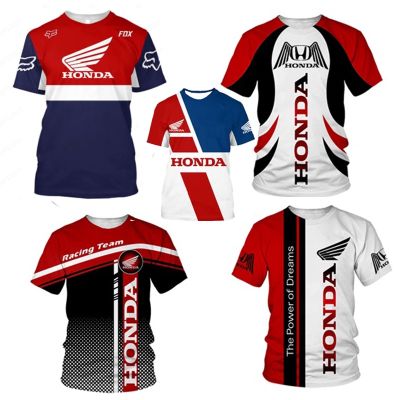 [ส่งของ]ใหม่ เสื้อยืดลําลอง แขนสั้น พิมพ์ลายโลโก้รถยนต์ Honda 3d ใส่สบาย ระบายอากาศ สําหรับผู้ชาย และผู้หญิง