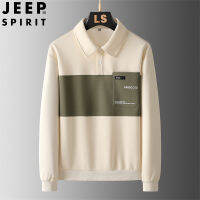 JEEP SPIRIT เสื้อสเวตเตอร์ผู้ชาย,เสื้อกันหนาวคอวีผ้าฝ้ายบริสุทธิ์ใหม่เสื้อสเวตเตอร์เสื้อกันหนาวระบายอากาศบาง