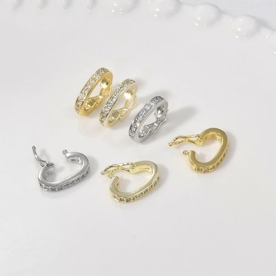 【CW】 3Pcs Gold Plated Hinged Pendant Enhancer Bail Clasp w Safety Latch Connectors Jewelry Making
