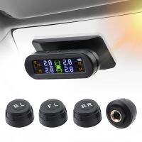 เครื่องตรวจสอบความดันลมยางรถพลังงานแสงอาทิตย์ TPMS ระบบรักษาความปลอดภัยอัตโนมัติเตือนอุณหภูมิยางรถ