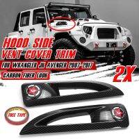 BlackCarbon Fiber Look 2x Car Front Bonnet Vents Hood Air Flow Intake Vent Cover For Wrangler JK Avenger 2007-2017 Hood Scoop