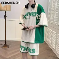 EERSHENSHI ชุดลำลองสำหรับผู้ชาย เสื้อยืดแบบหลวมสไตล์ญี่ปุ่นกางเกงขาสั้นแฟชั่นใหม่