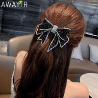 Crystal Big Bow Barrettes Hair Clips For Women Ponytail Holder Girls Hair Accessories Rhinestone Hairpins Fashion Hairgrips Band Hair Accessories