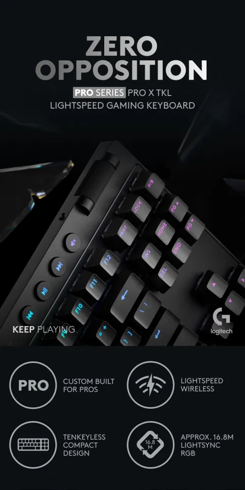 Logitech G PRO X TKL LIGHTSPEED Wireless Gaming Keyboard, Tactile Switches  (GX Brown), White - tenkeyless - backlit - Bluetooth