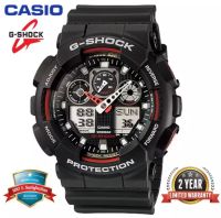 (คลังสินค้าพร้อม) original CasioแคสซีโอG Shock GA-100-1A4 ผู้ชายกีฬานาฬิกาดิจิทัล 200M กันน้ำกันกระแทกและกันน้ำโลกไฟแอลอีดีอัตโนมัติ Wist GA100/GA-100