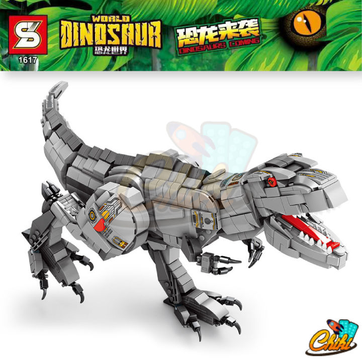 ตัวต่อ-ไดโนเสาร์ทีเร็กสีเทา-world-dinosaur-แปงร่างเป็นหุ่นยนต์ได้-ขยับปาก-ขยับหางได้-sy1617-จำนวน-1-079-ชิ้น