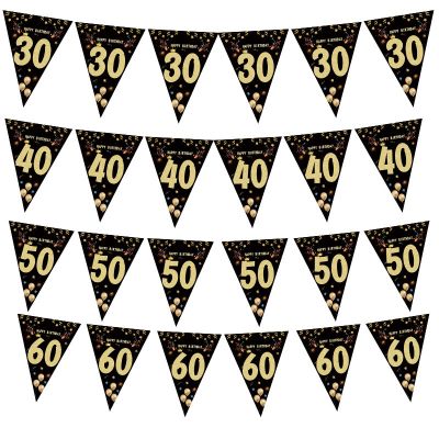 ◇ Happy Birthday Banner 30 40 50 60 Year Bunting Garland 30th 40th 50th Birthday Party Decoration Adult Party Backdrop Anniversary