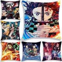 ปลอกหมอนลาย Anime Kimetsu No Yaiba สำหรับหมอนตกแต่งบ้านซิป45X45cm ปลอกหมอนปลอกหมอนฆ่าปีศาจ