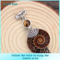 ALEXIS BAGS Hot Healing Amulet Chakra Reiki Energy Jewerly Pendant Tiger Eye Stone Beads Natural Spiral Pattern Cabochon Conch Shell Stone Pendant Ammonite Fossil Stone Pendant