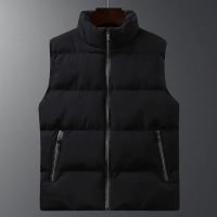 Mens Vest Winter Warm Puffer Jacket Cotton Down Sleeveless Waistcoats Autumn Casual Zipper Coats Large Size 4XL 5XL Black Gray