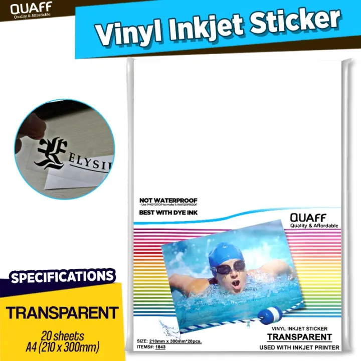 Quaff Vinyl Inkjet Printable Sticker Matte / Glossy Transparent and ...