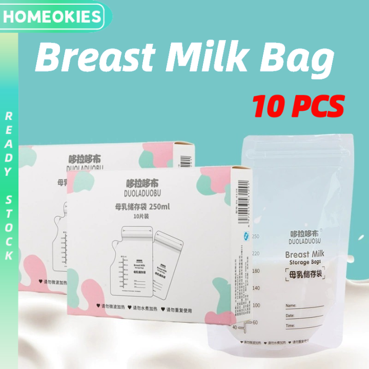 Reusable Breast Milk Storage Bags 10pack 250ml Breastmilk Preservation Container Breastfeeding