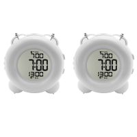 2X Loud Alarm Clock Non Ticking Bedside Battery Powered with Snooze Dual Alarm Night Light for Heavy Sleepers