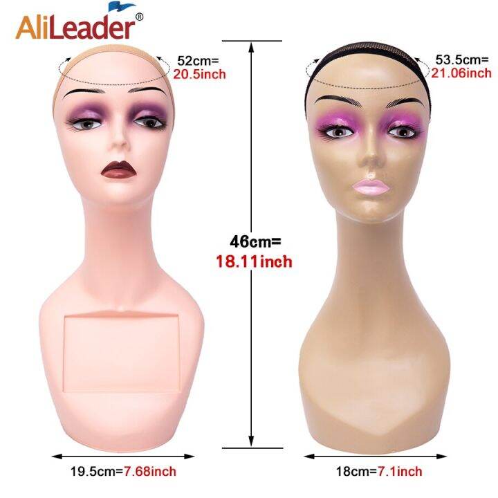 หัวหุ่น-alileader-สำหรับแสดงวิกผมสีเบจสีน้ำตาลนางแบบหญิงไม่มีไหล่วิกเหมือนจริงหุ่นหัวหุ่น