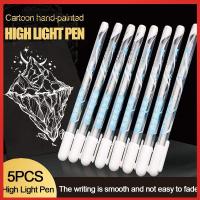 GAOGU ปากกาสีขาว0.8มม. สำหรับโรงเรียนเพิ่มความสว่าง5ชิ้นปากการ่างปากกาวาดปากกาที่เขียนคิ้วบางศิลปะปากกาไฮไลท์ที่เหนือกว่า