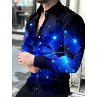 2023 High Quality Fashion Men Shirts Buttoned Shirt Casual Designer Starry Sky Print Long Sleeve Tops Mens Clothing Cardigan