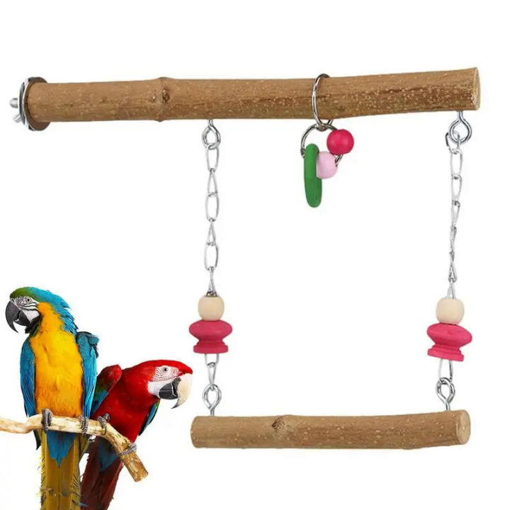 Bird Swing Toy Wooden Bird Swings for Parakeets Attractive Natural Wood