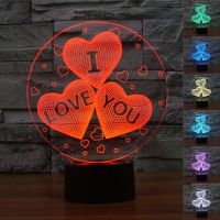 ✱▧ I Love You 3D Night Light 7 Colors Gradient Romantic Gift USB LED Table Lamp