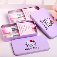 Sanrio Anime Hello Kitty Multifunctional Makeup Brush 7 Pack Cute Girl Cosmetics Tool Storage Set Best Friend Birthday Gift